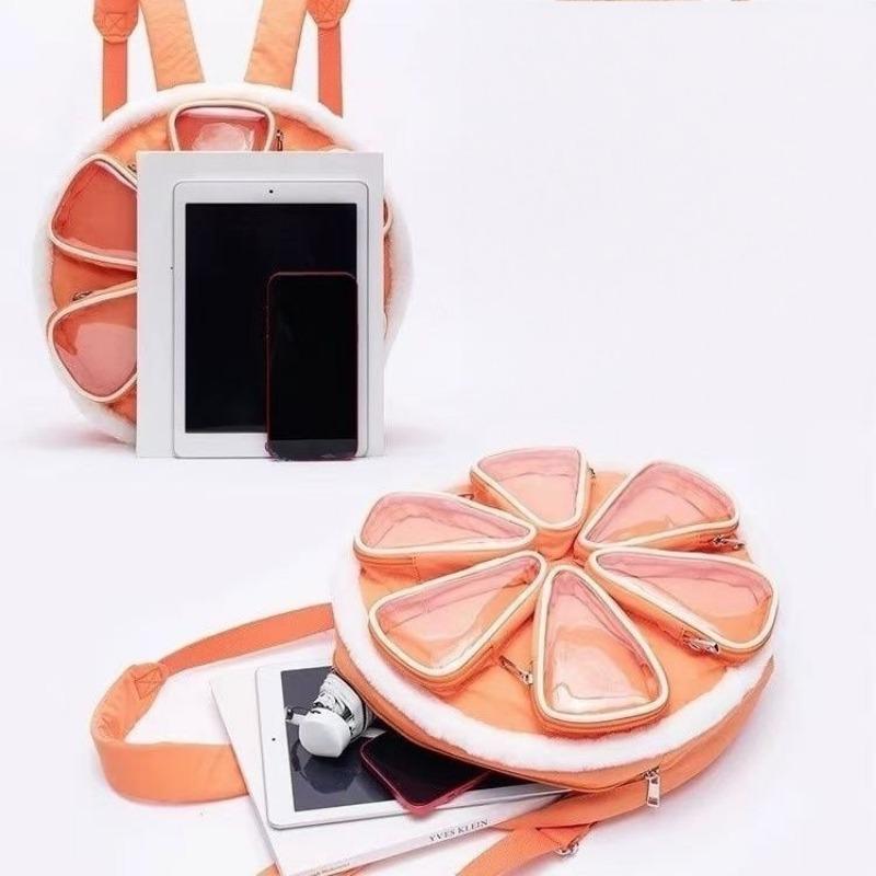 Multi-layer Separation Orange Pain Bag Backpack Schoolbag Girl College Bag Cute Children's Fun Bag