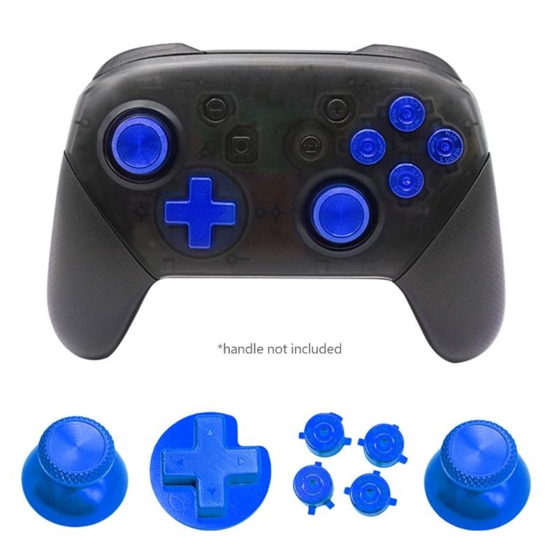 Metal Thumb Stick Keys for Switch Pro Controller Replacement ABXY Trigger Buttons Mushroom for Head with Tool