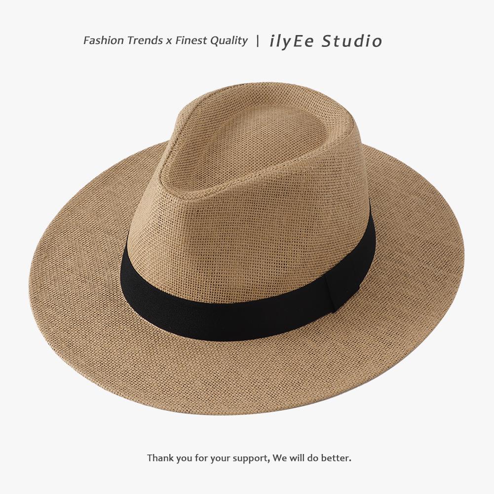Men's and Women's Summer Straw Fedora - Sunshade Panama Beach Hat with Sunscreen Protection
