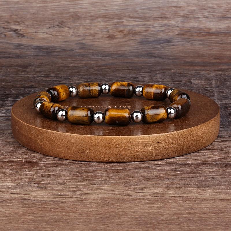 Natürlicher facettierter Tigeraugenstein Reiki-Armbänder Herren Mode Energie Hämatit-Perlen Armbänder für Frauen Seelen Schmuck Geschenk Pulsera