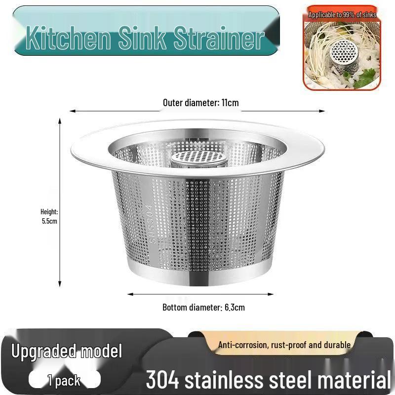 Stainless Steel Kitchen Sink Drain Filter - Anti-Clogging Siphon Screen for Wash Basins and Debris Pools