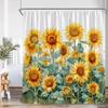 Tende da Doccia Girasole Rustico Giallo Floreale Pianta Arte Vintage Moderno Tessuto in Poliestere Decorazione Tenda Bagno Casa Con Ganci