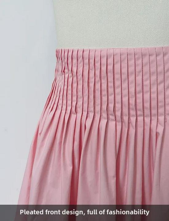 Jupe midi trapèze plissée taille haute rose Luxi pour femmes - Design doux et élégant