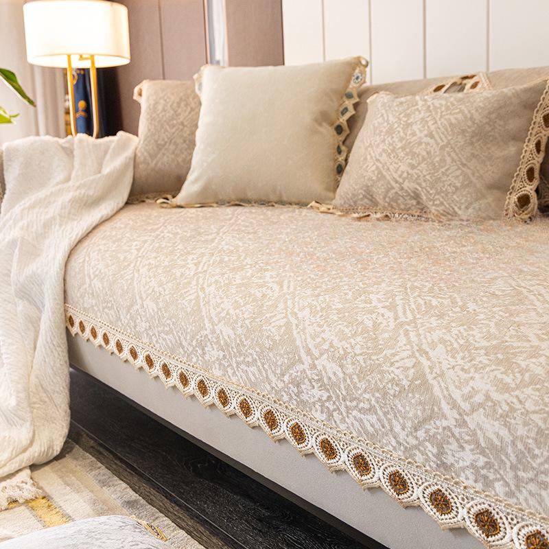 Chenille Sofa Cushion Four Seasons Universal Simple Modern Non-Slip Sofa Cover Light Luxury Style Seat Cushion Backrest Cover Cloth
