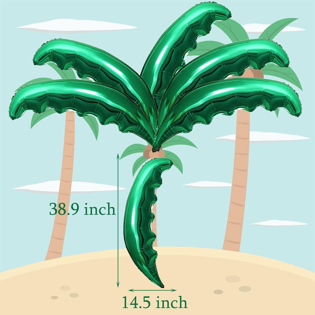 110Pcs Coconut Balloons Set Palm Tree Leaves Balloons 10Pcs Coconut Tree Leaves Foil Balloon 100Pcs 12inch Brown Latex Balloons for Hawaii Luau Beach