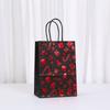 12/30pcs Christmas Black Red Foil Paper Tote Bags Reusable Gift Favor Bags for Holiday Packaging Candy Cookies Retail Party
