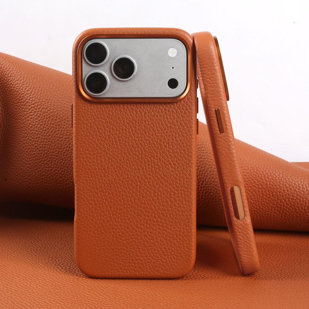 For Magsafe Phone Case for For IPhone 17 Pro Max 16ProMax 15 14 13 Magnetic Phone Cases Genuine Leather Cover Protective Cover