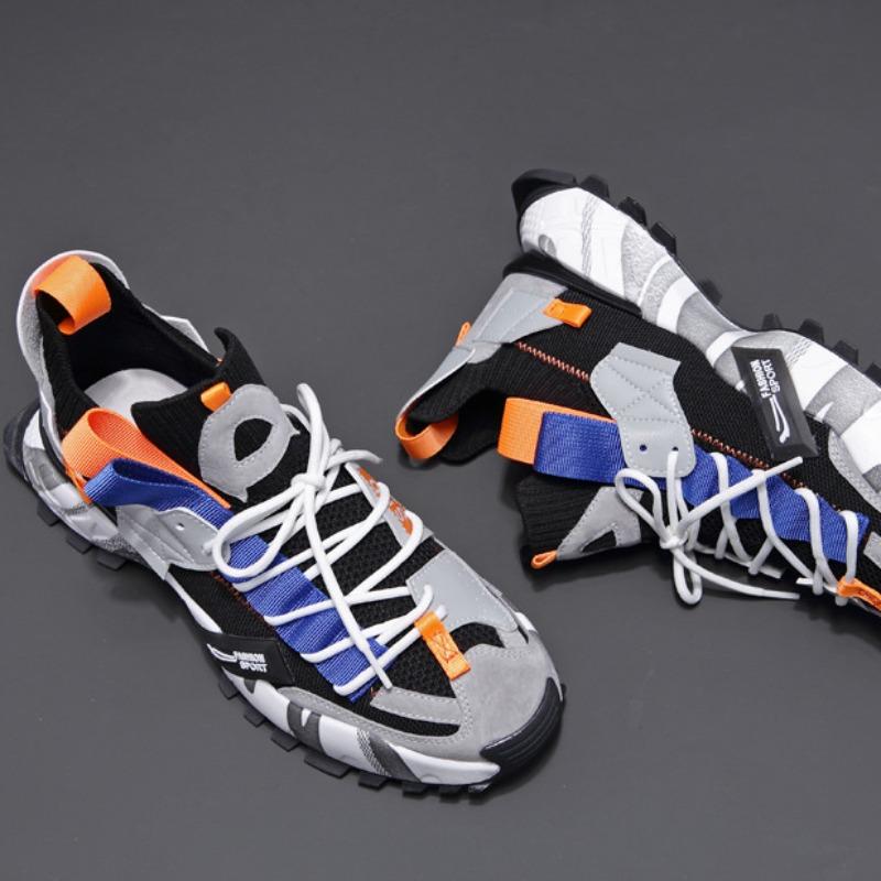 Sneakers da uomo con plateau, traspiranti, comode, scarpe sportive, sneakers in maglia grossa a rete, scarpe casual, sneakers bianche