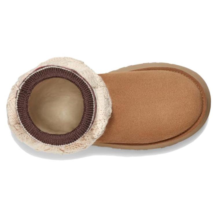 New UGG Classic Sweater Letter Boot Chestnut Women's 1144045-CHE