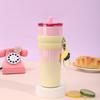Creative gradual change thermos cup stainless steel straw cup large capacity portable accompanying car cup