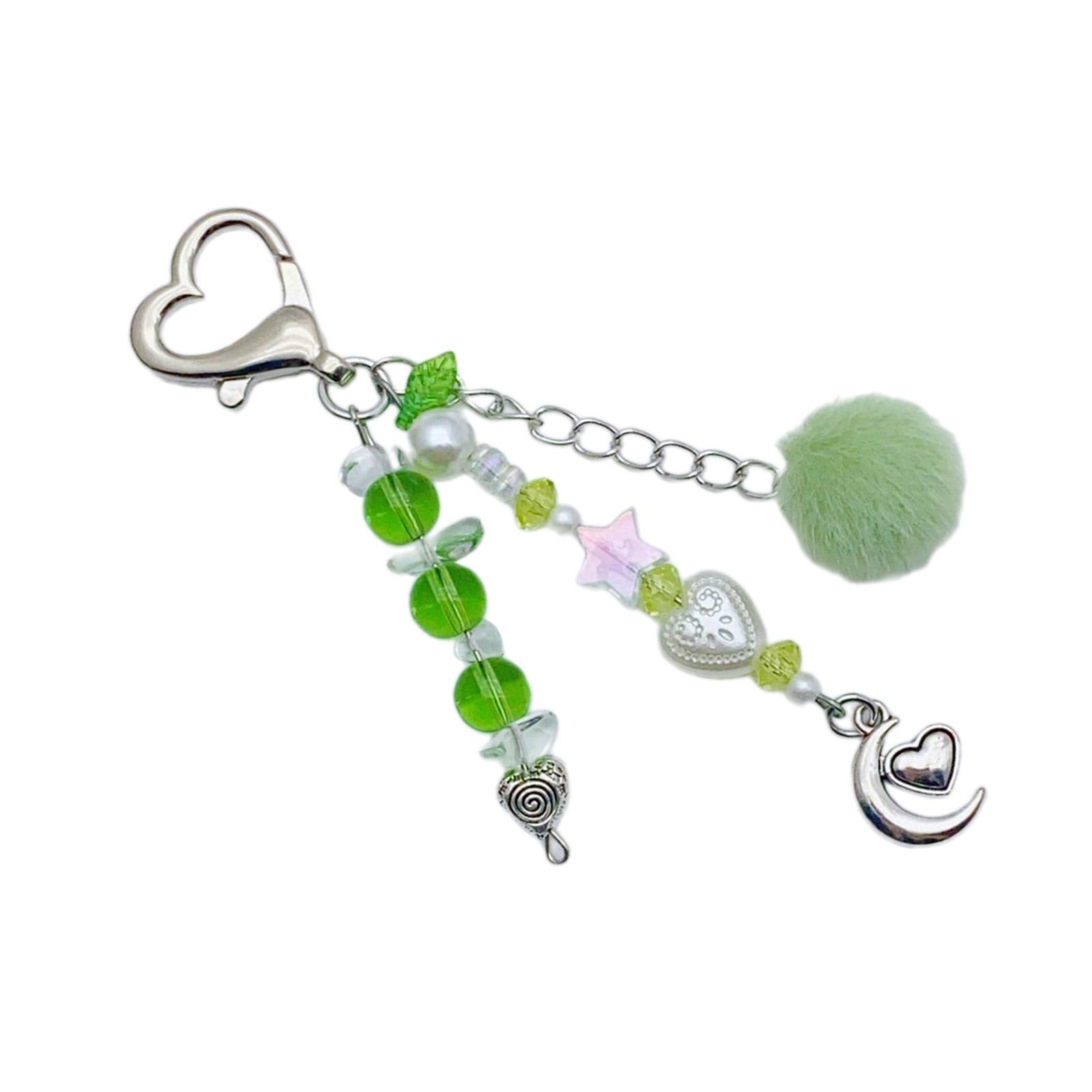 

Прекрасные пастельные макаруны Луна Стильный шерстяной брелок-шарм с бусинами Подвеска для девочек и модных женщин Модный аксессуар зелёный