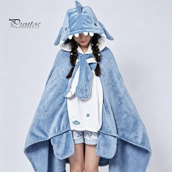 Adult Hoodie Blanket Bat for Adults, Cute Shark Fox Hooded Cape, Unisex Costume Soft Cozy Wearable Halloween Cosplay Home Loungewear Novelty Apparel