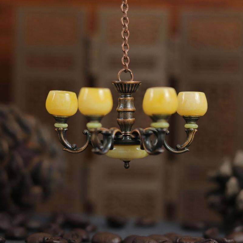 Kronleuchter Spielzeugfigur Modell Realistisch Vintage Licht Puppenhaus Rollenspiel Mädchen Geschenk Vintage Licht Mini Modell Spielzeug