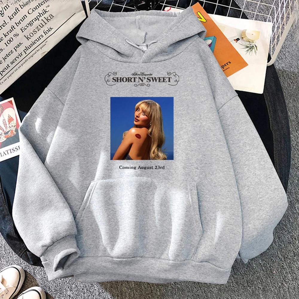 Sabrina Carpenter Short N' Sweet Taste Men's Fashion Street Hoodie Autumn and Winter Retro Long Sleeve Warm Loose Sweatshirt