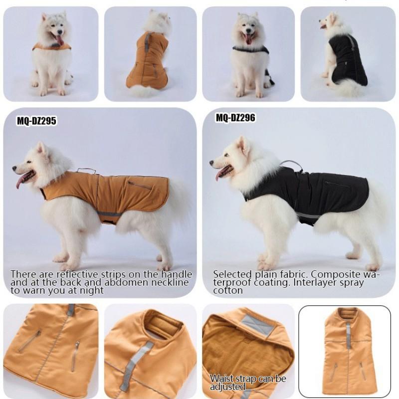 Warm Winter Dog Coat With Reflective Strip Leash Loop Large Breeds Cotton Pet Jacket