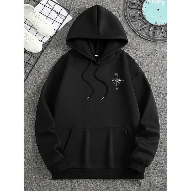 Men's Loose Casual Printed Hooded Sweatshirt Autumn Winter Fashionable Versatile Hooded Sweatshirt