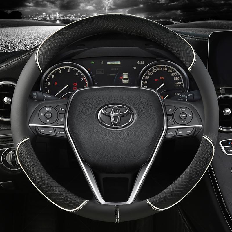 Car Steering Wheel Cover Leather 38cm For Toyota Corolla Fortuner Sequoia Auris Avensis YARIS Vios Celica 86 Rav4 4Runner C-HR