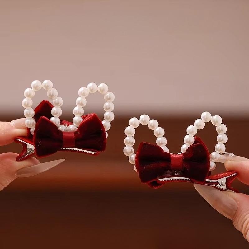 2pcs/set Sweet Cartoon Toddler Girl Hair Clip Stereo Fashion Cute Bunny Bow BB Clip Creative Design Korean Hair Pin Kid Headwear