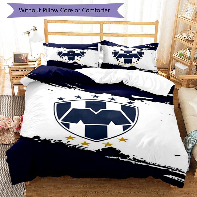 C.F.Monterrey Football Crest Art Printed Pattern Duvet Cover Set – includes 1 duvet cover and 2 matching pillowcases Bedroom decor Christmas gifts