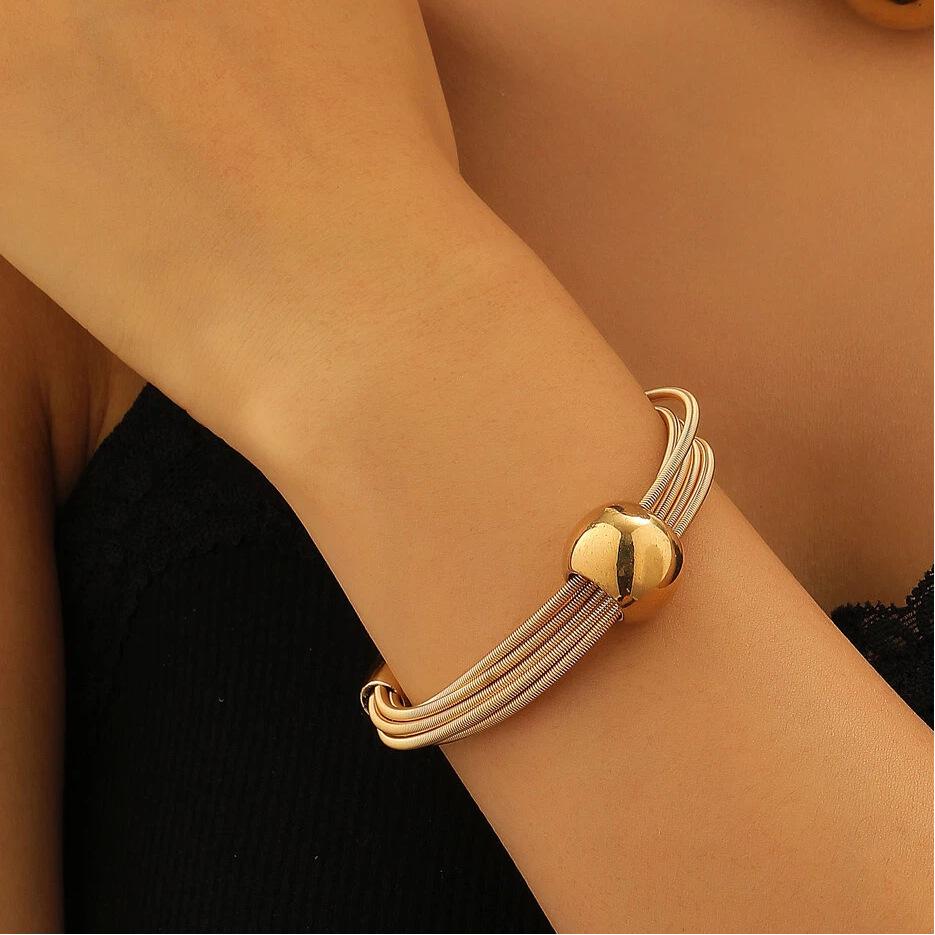 Exaggerated Multi-Layer Braided Choker & Bracelet Set for Women