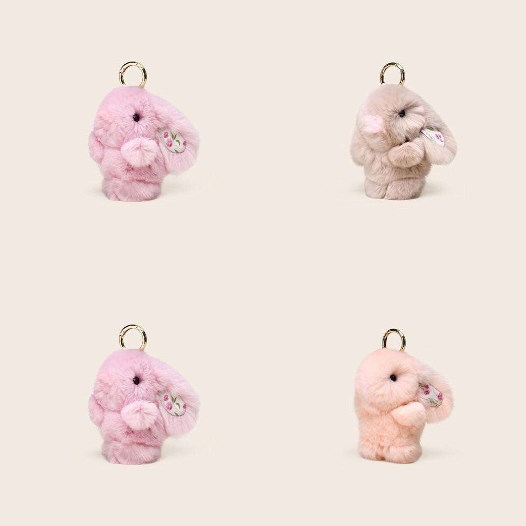 Light Luxury Bunny Plush Keychain With Floral Pattern For Ladies Fashion Accessories