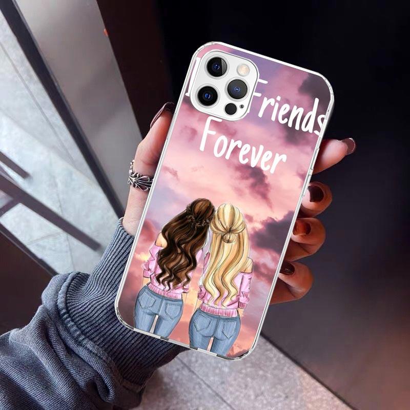 Girls Best Friends Forever BFF Phone Case For iPhone 17 Air 16 15 Pro Max 14 Plus 13 Mini 12 11 Cover 7 8 SE Silicone Shell Prin