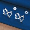 Exquisite 925 Sterling Silver Double Heart Earrings, Stylish Women's Party Wedding Gift Accessories