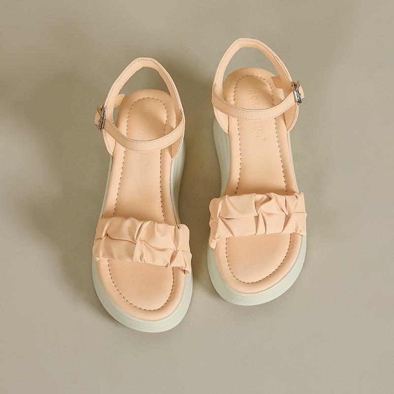 

333 маленький размер танкетка высокий каблук водонепроницаемые сандалии на платформе женские летние новые легкие сандалии на платформе с юбкой 39 оранжевый