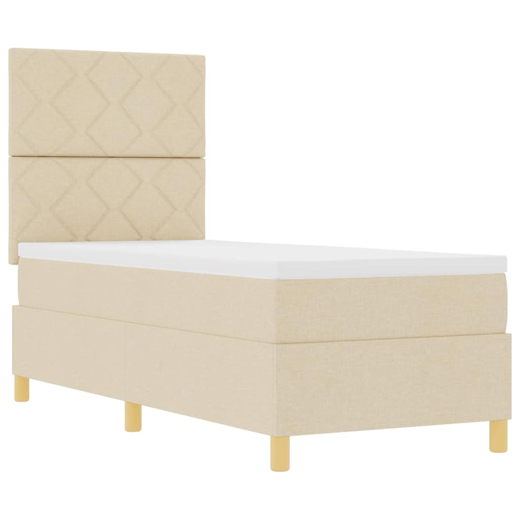 Boxspring bed with headboard Cream 80 x 200 cm Fabric