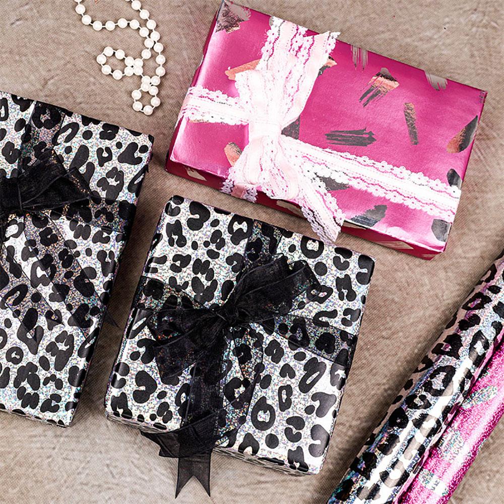 43x300cm Birthday Gift Wrapping Paper Laser Colorful Fish Scale Flower Pattern Gift Packaging Paper Birthday Party Decor Paper