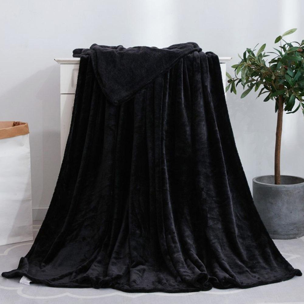 

Коралловый флисовый плед, однотонное одеяло с кондиционером, новое теплое одеяло для дома и офиса 100x140cm чёрный