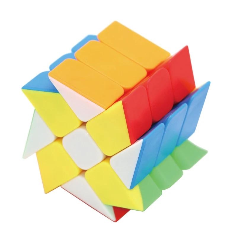 Activating Toys Black Qi Yi 3X3 Windmill Cube Magic Puzzle Brain Teaser Brushed Sticker 56Mm Educational Twisty Stickerless Toys For Kids