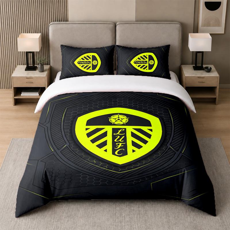 3Pcs Bedding SetLeeds United Soft Bed Sheet and Two Pillowcases Home Bedroom Decor