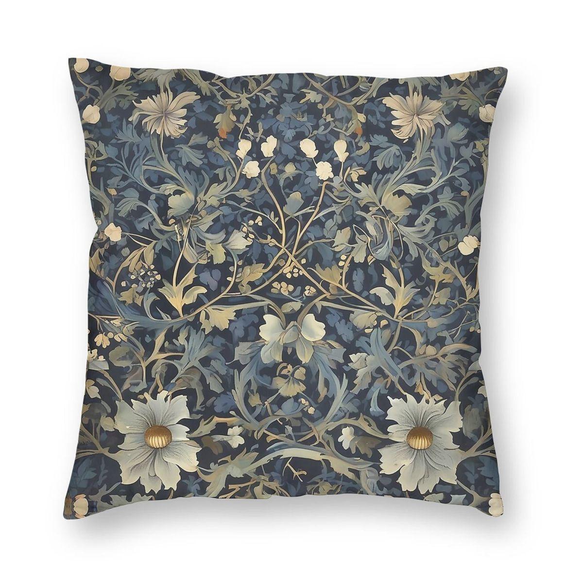 

Wilaliam Morris Blackthorn Square Pillowcase Polyester Linen Velvet Pattern Zip Decorative Pillow Case Bed Cushion Cover 12x12Inch