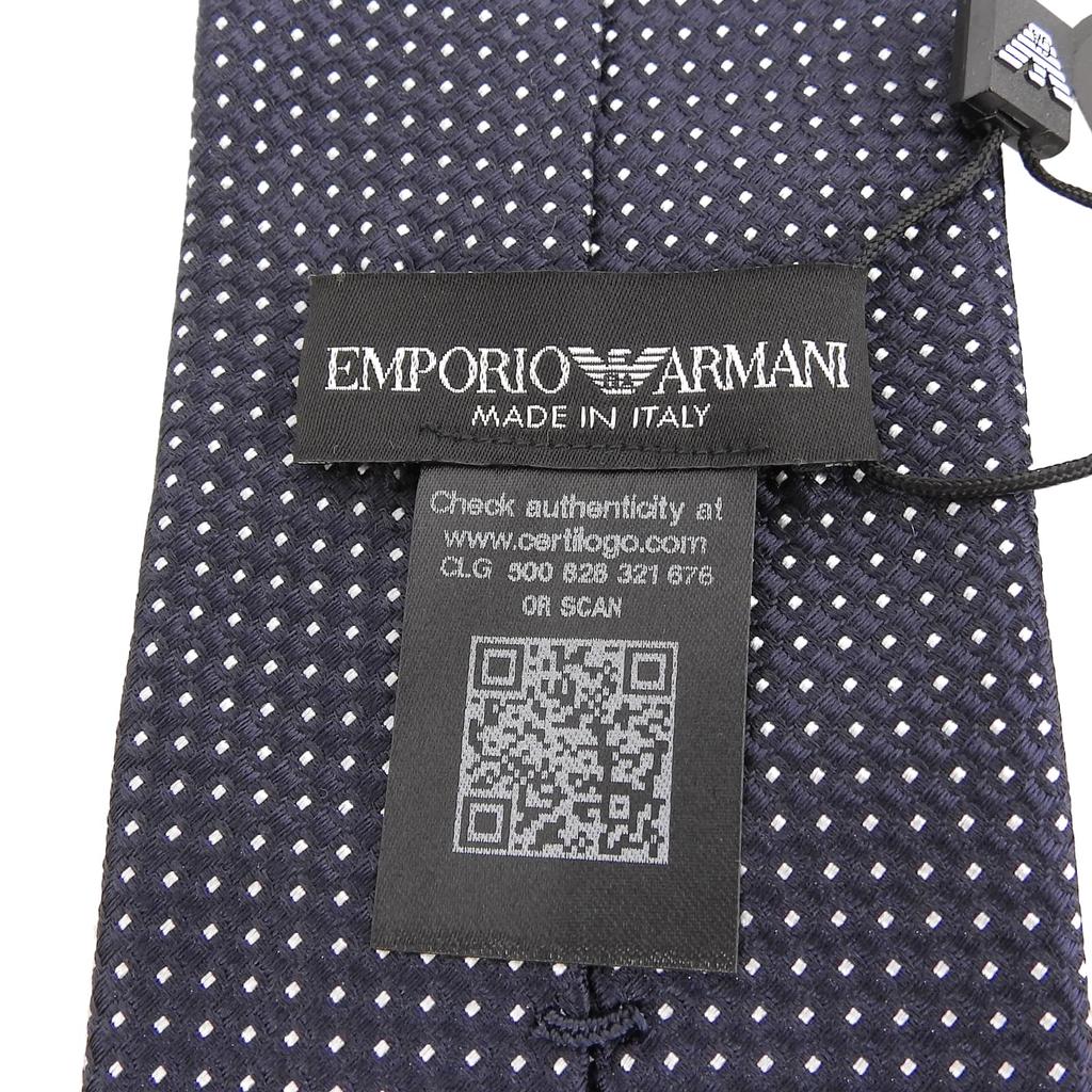 Pristine EMPORIO ARMANI tie Dot Pattern Navy silk mens 340075 Used