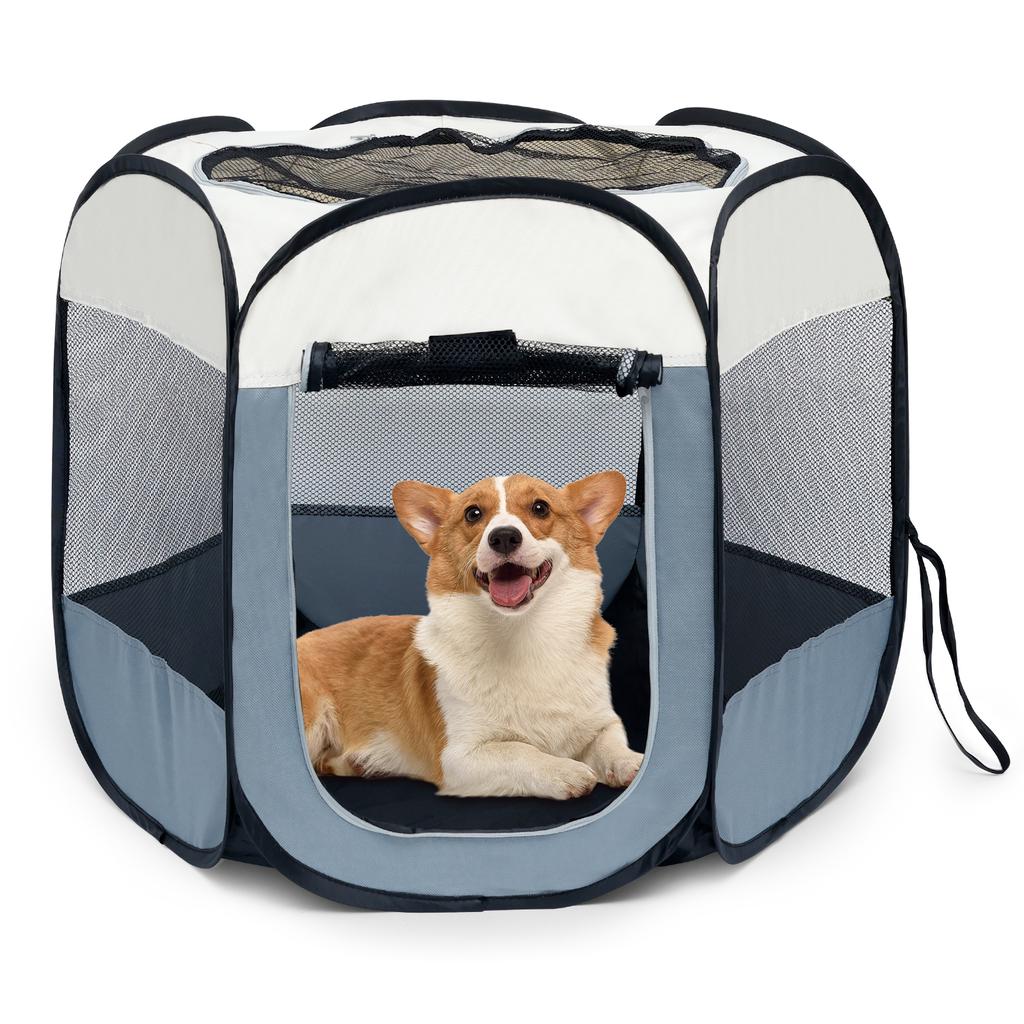 Oxford Cloth Foldable Pet Play Pen Tear Resistant Breathable Dog Cat Crate Tent With Mesh Top and Window for Indoor Outdoor