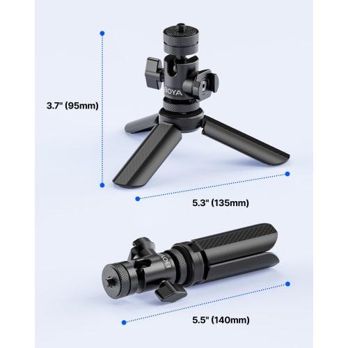 BOYA Magic Tripod Stand for Desktop Microphones with Non-Slip Rubber Feet, Foldable Desk Microphone Stand for Gaming, Podcasting, Meetings, and Chatti