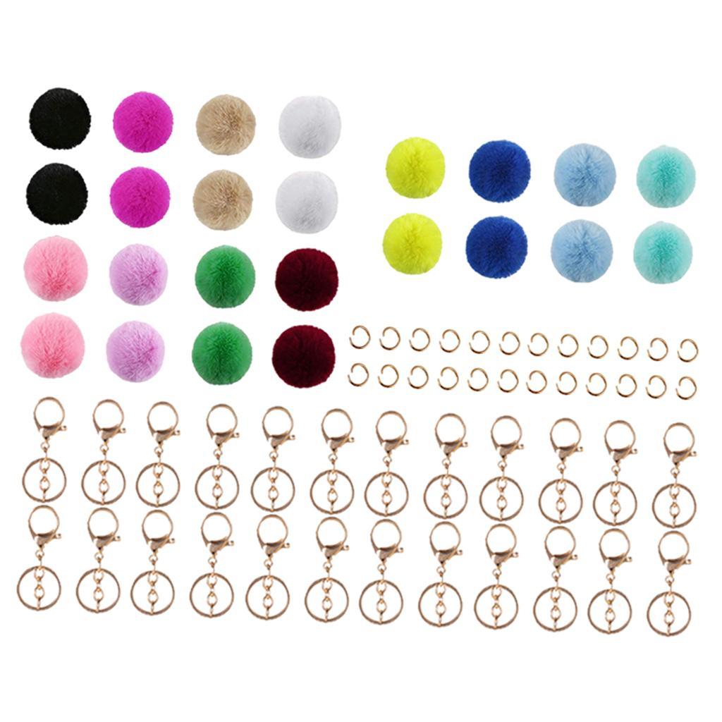 72 Pieces Keychain Kit Key Ring DIY Holder 6cm for Handbag Hats Girls