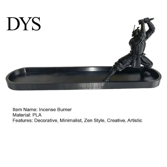 Schwarz Matt Weihrauchbrenner Samurai Schwert Ornament mit Aschenbecher, Zen Stil Halter für Heim Büro Dekoration, Meditationsgeschenke Männer Und Teeliebhaber