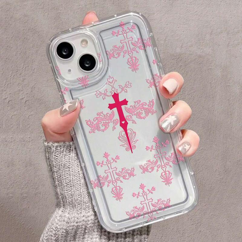 Rosa Punk Stil Kreuz Blume Druck Klare Hülle für Xiaomi Mi 11 12 Lite 5G 12X 12 13 13T 14 Pro Poco X6 X3 F5 Rückabdeckung Caqa