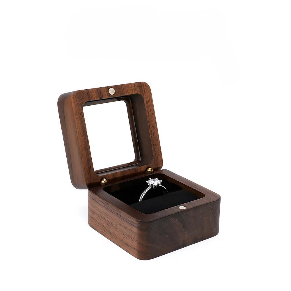 Portable Black Walnut Solid Wood Jewelry Box Necklace Pendant Storage Case Exquisite Ritual Keepsake Box for Jewelry Custom LOGO
