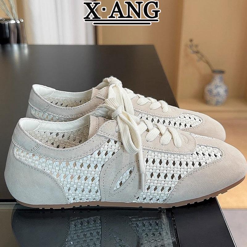 Leather hand-woven hollow breathable soft sole not tired feet women's shoes flat single shoes summer hole sandals