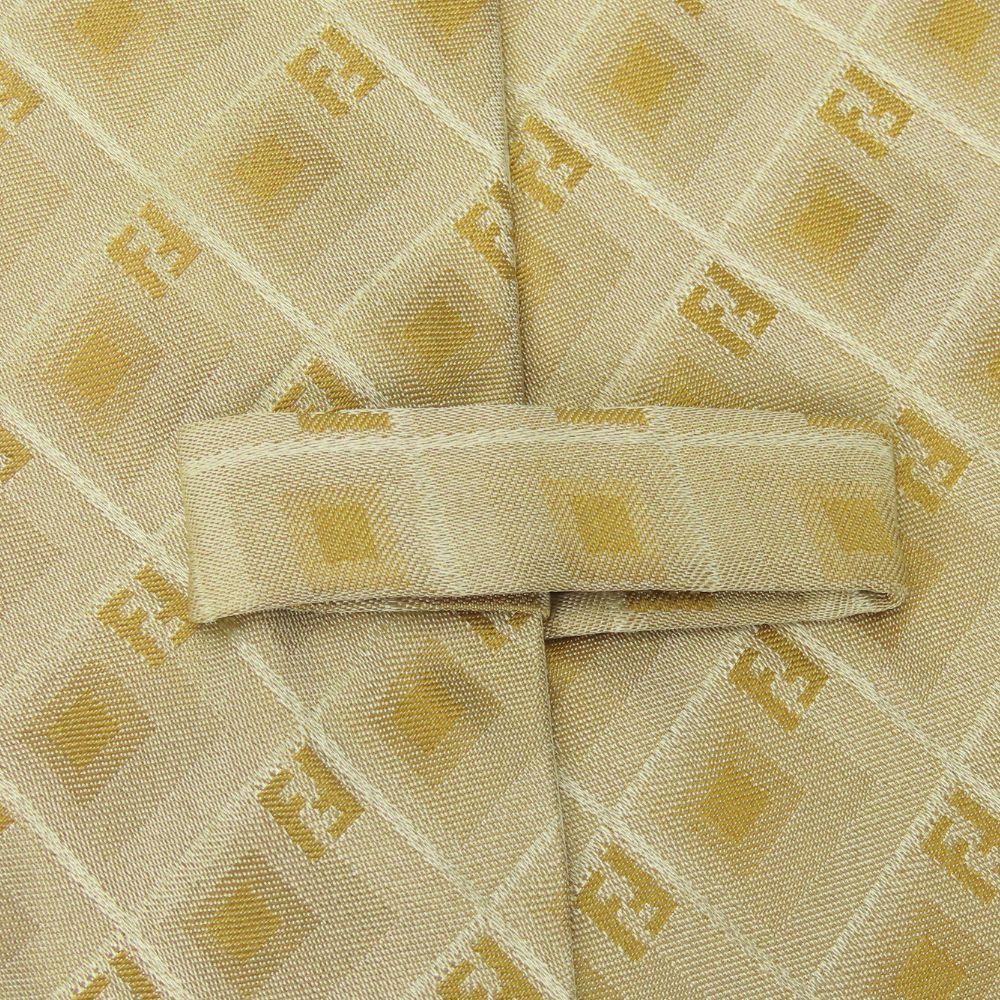 Used FENDI Tie Gloss Silk Gold Series Zucca Pattern