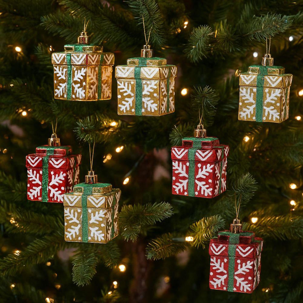 Colorful Christmas Gift Box Pendant Shiny Xmas Tree Pendant Xmas Decorative Pendant  Home Decor