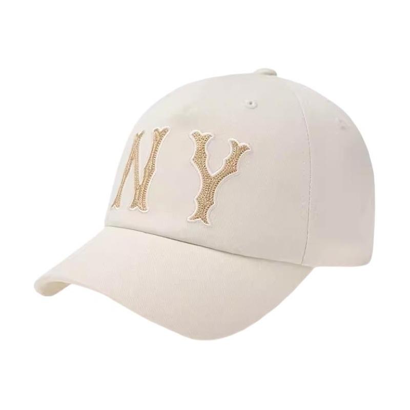 MLB Letter embroidery, cotton, spandex, peaked cap, same style for men and women, multi-color Cream (50CRM) F – Unboxed braun