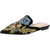 Elegant Embroidery Velvet Slippers Woman Floral Pointed Toe Mules Flat Heel Pantuflas Femme Cozy Home Slides Ladies Velour Shoes