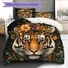 Vintage Animal  Pattern Bedding Quilt Set Quilt Cover Pillowcase Home Decoration  Gift (1 * Duvet Cover + 2 * Pillowcase, Without Core)