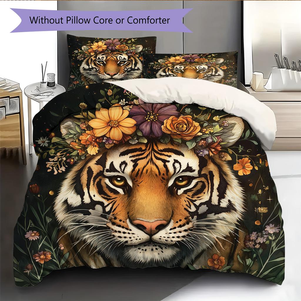 Vintage Animal Pattern Bedding Quilt Set Quilt Cover Pillowcase Home Decoration Gift (1 * Duvet Cover + 2 * Pillowcase, Without Core)