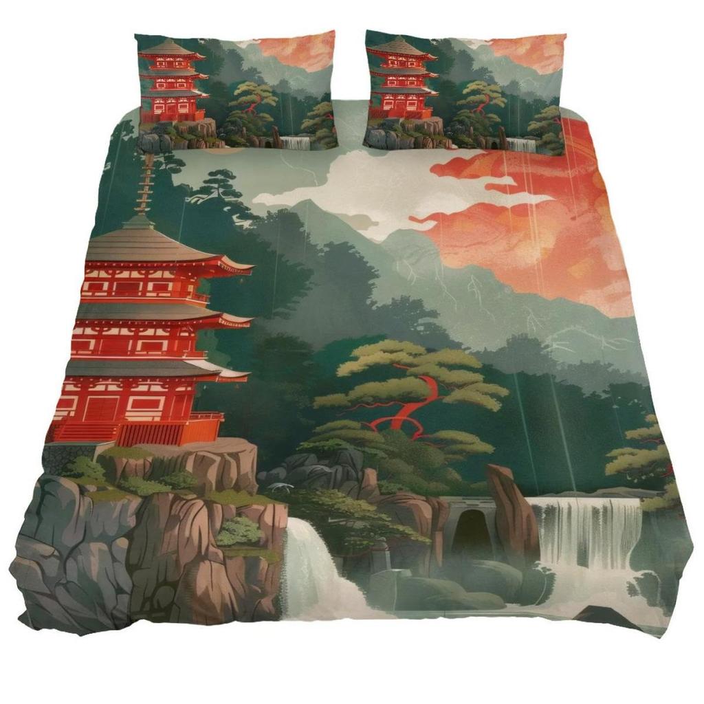 Temple Duvet Covers For Children Adults Duvet Covers Queen Size Lightweight Down Room Decor 2 Pillowcases 1 Quilt Cover No Quilt
