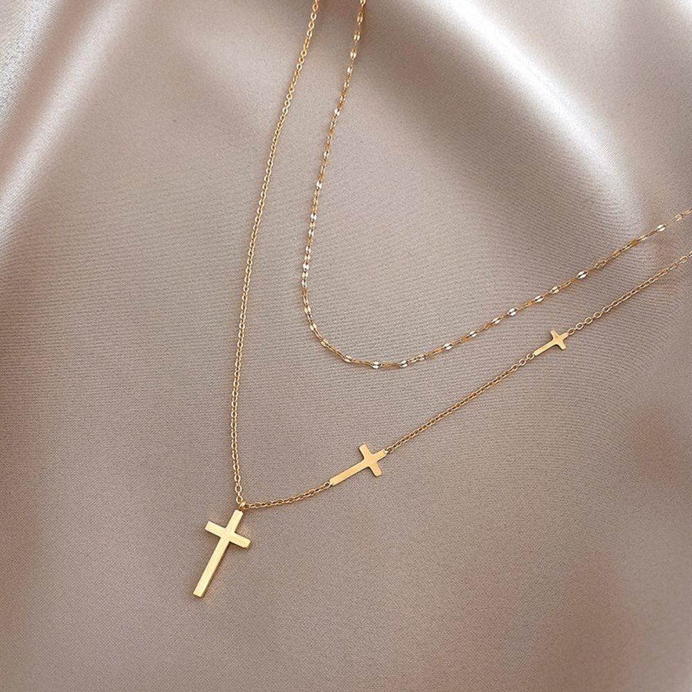 Street Style Korean Style Jewelry Women Pendant Necklace Metal Clavicle Chain Double Layer Choker